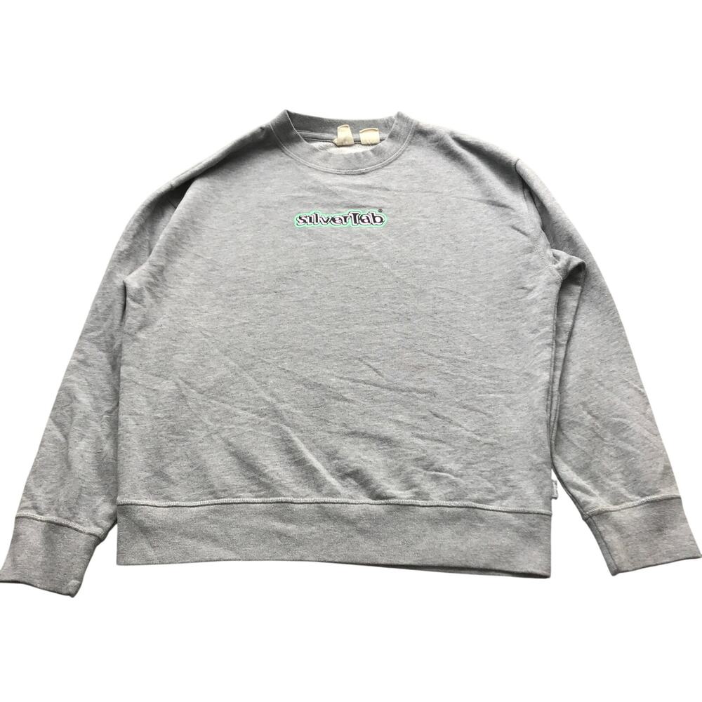 Levis Silver Tab Sweatshirt Mens Small Long Sleeve Crew Neck Graphic Logo Gray